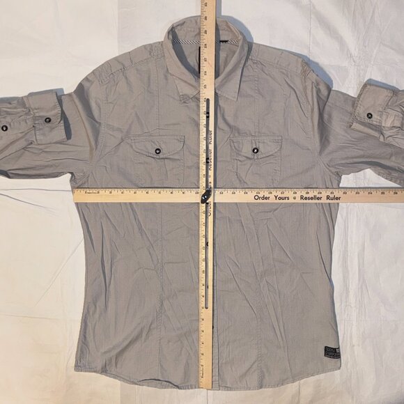 Ocean Current Beige Button Snap Shirt - M Outdoors Surfer Long Sleeve - Picture 5 of 8